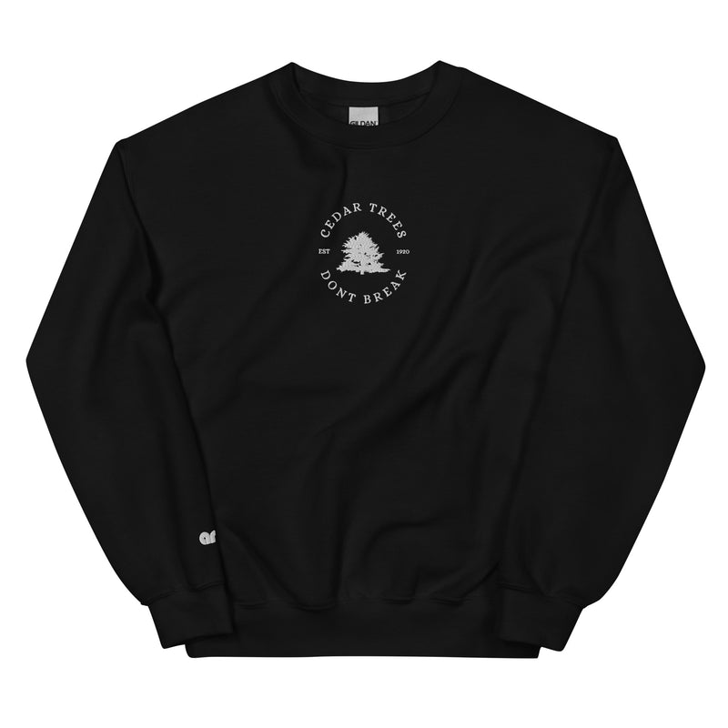 Cedar Trees Don't Break Crew Black front