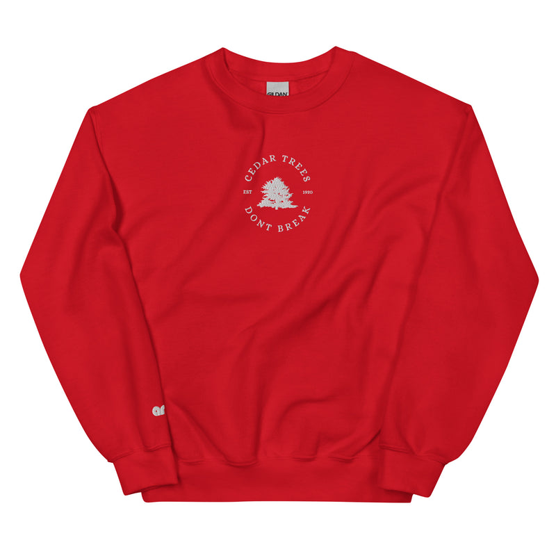 Cedar Trees Don't Break Crew Red front