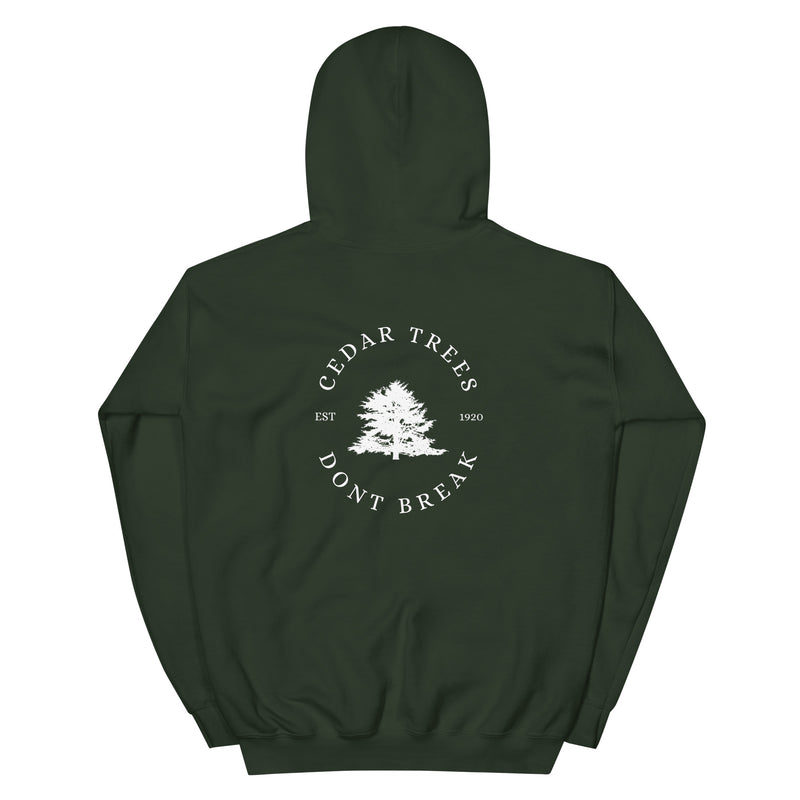Cedar Trees Don't Break Forest Green back