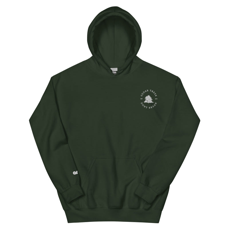 Cedar Trees Don't Break Forest Green front