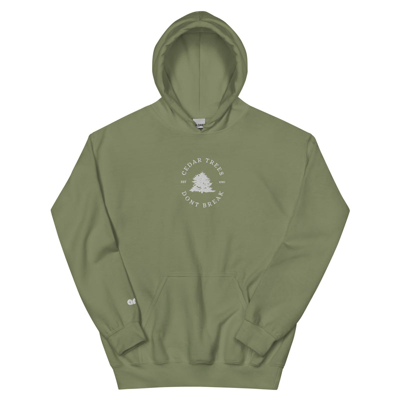 Cedar Trees Don't Break Military Green front