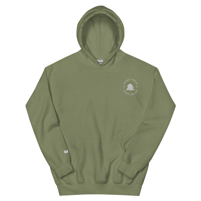 Cedar Trees Don't Break Military Green front